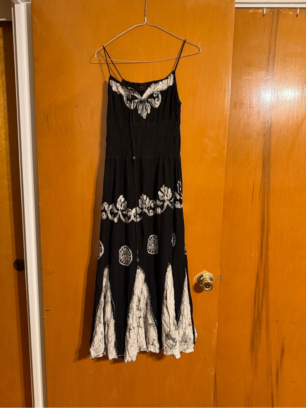 Black and White Boho Midi Dress